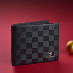 LinkMejor Men's Genuine Leather Wallet Black Cowhide Large Capacity Multi-card Folding Purse Credit Card Holder with Gift Box