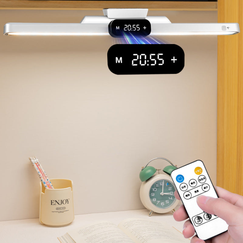 Elfeland 40cm Rechargeable LED Desk Clock Lamp with Remote Eye-Caring Light Magnetic Mount Dimmable 3 Color Temperatures Timer Function
