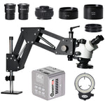LinkMejor 7X-45X 4K Binocular Stereo Microscope Magnifier Stand Diamond Setting Microscope Camera EU Plug For Jewelry Optical Tools