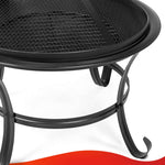 LinkMejor 22 inch Fire Pit for Outside Outdoor Wood Burning Pit Steel Firepit Bowl BBQ Grill for Patio Camping Backyard