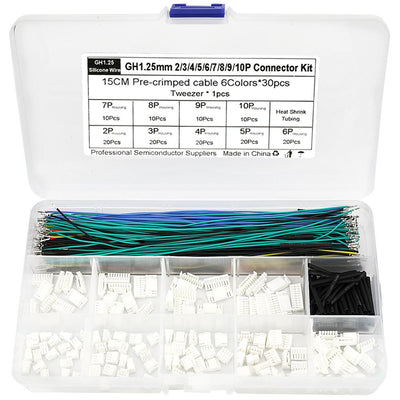 GH125MM Connector Housing Kit Pre Crimped 28AWG Silicone Wire Multicolor Cable Heat Shrink Tubing Electrical Wiring Accessories Electronics Assembly Prototyping