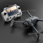 LinkMejor YL059 GPS 5G WiFi FPV with 4.5inch LCD Screen Controller Voice Prompts 720P HD Dual Camera Servo Gimbal Lifting Obstacle Avoidance One-Key Airdrop Brushless Foldable RC Drone Quadcopter RTF