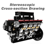 LinkMejor FS-V800 AC 1/10 V8 Four-Stroke Water Cooling 28cc Nitro Engine DIY Assembly Kit Build Your Own V8 Engine That it Works Physics Experiment Science Education Toys