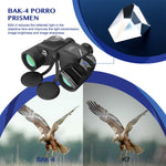 LinkMejor Powerful 10X50 Binoculars HD Military Marine Bird Watching Waterproof Telescope With Internal Rangefinder & Compass Telescope Night Vision Binoculos Teleskop AO3015B