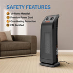 [US Direct] ECOWELL 18" Tower Heater for Indoor Use, 1500W Fast Heating Ceramic Electric Heater with Thermostat, 3 Modes, Tip-Over Protection, 60° Oscillating Portable Space Heater for Office Bedroom EHT180
