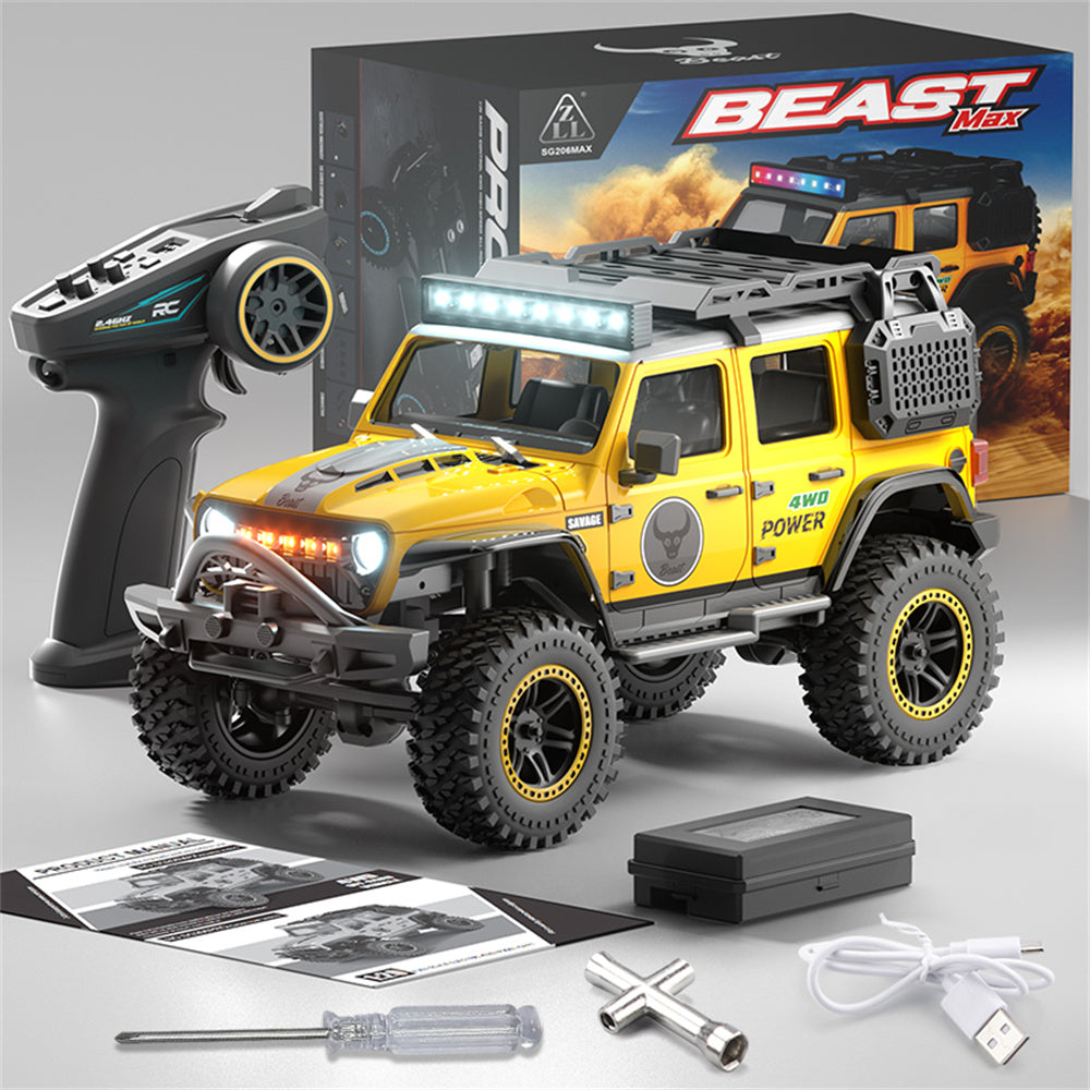 LinkMejor SG206 PRO/MAX RTR 1/20 2.4G 4WD Brushed/Brushless RC Car Wrangler Rock Crawler Off-Road Climbing Truck LED Lights Metal Frame Full Proportional Vehicles Models Toys