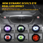 LinkMejor Headlight with Dual Dynamic Devil Eye Design Multiple Modes for Cars Motorcycles Universal