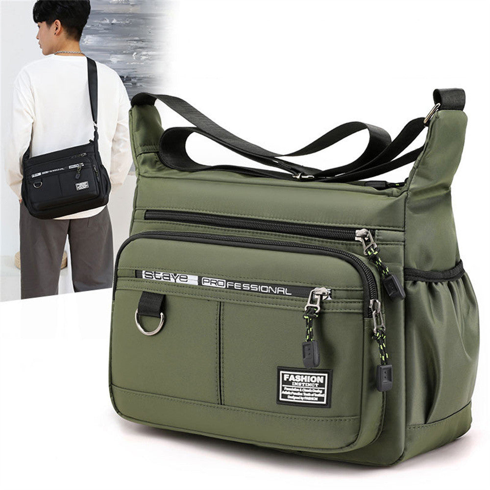 Men's Large Capacity Business Casual Crossbody Bag Multiple Pockets Soft Lightweight Nylon Fabric Adjustable Strap Messenger Bag
