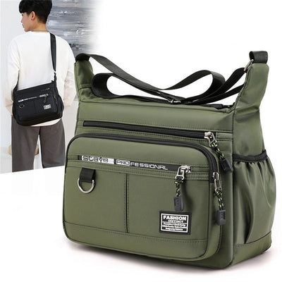 Men's Large Capacity Business Casual Crossbody Bag Multiple Pockets Soft Lightweight Nylon Fabric Adjustable Strap Messenger Bag