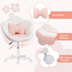 LinkMejor Kids Desk Chair Cute Flower Ergonomic Study Chair Swivel Boucle Desk Chair Adjustable Height 360° Rotating Wheels Home Office Chair for Children at Bedroom Study Room