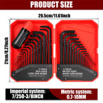 Heat-Treated Steel Allen Wrench Set 35-Piece SAE and Metric Hex Keys Black-Oxide Finish Torque Handle High Leverage Long and Short Keys Easy Organization