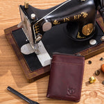 LinkMejor Men's Genuine Leather Wallet Detachable Coin Purse Large Capacity Multi-card Slots Card Holder Money Clip