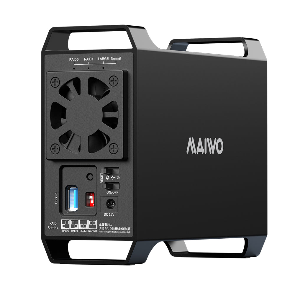 LinkMejor Dual Bay 3.5-inch HDD Disk Array Hard Drive Box RAID Array Box SATA To USB 3.0 Disk External Box Four RAID Modes with Fan