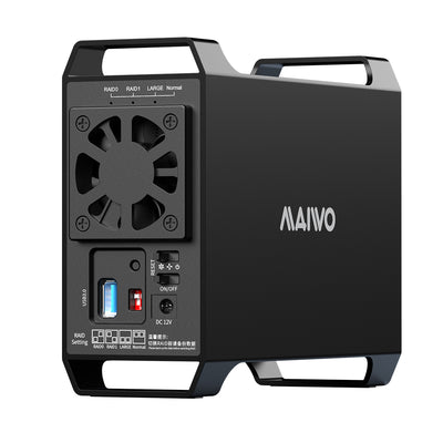 LinkMejor Dual Bay 3.5-inch HDD Disk Array Hard Drive Box RAID Array Box SATA To USB 3.0 Disk External Box Four RAID Modes with Fan