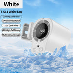 T511 Outdoor Hanging Waist Fan USB Rechargeable Clip On Mini Fan 199 Speed LED Display Quiet Portable Fan For Camping Hiking Driving