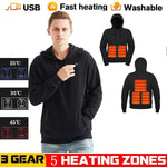 LinkMejor HS05B Smart Heated Sweatshirt 5 Heating Areas Quick Heating USB Rechargeable Washable Safety Fashion Oversize Jacket for Winter Outdoors Keep Warm