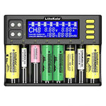 LiitoKala LII-S8 8 Slots LCD Display Battery Charger for Li-ion(IMR/ICR) LiFePO4 Ni-MH/Cd AA AAA C 18650 21700 26650 18350 14500 RCR123 Cells & 9V Batteries
