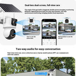 LinkMejor Solar 4MP 6X Zoom WiFi IP Camera AOV Mode HD Surveillance 24/7 Recording Wireless 2MP+2MP Dual Lens Security Solar Powered Waterproof Night Vision Camera