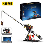 K96227 Bait Baitcasting Reel Fishing Rod Building Block Assembly kit 425PCS Simulation Bait Fishing Poles Bricks Set Toys Kid Gift
