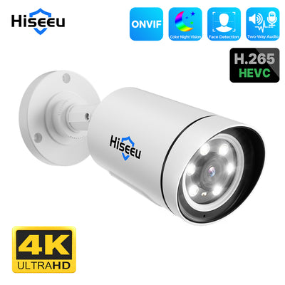 1/2Pcs Hiseeu 4K 8MP PoE IP Camera Outdoors Night Vision Motion Detection Two-way Intercom H.265+ Video Surveillance Audio Record CCTV Home Security Cameras