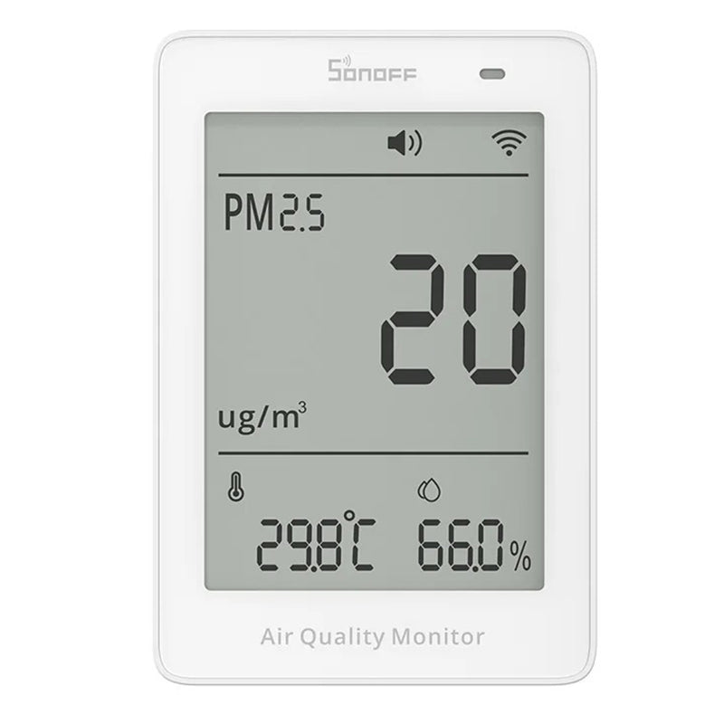 LinkMejor SAWF-07P AirGuard PM2.5/PM10 Matter Over WiFi Air Quality Monitor Sound Light Alarm Temperature Humidity Matter Compatible Smart Integration Alexa Apple Home