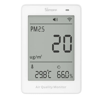 LinkMejor SAWF-07P AirGuard PM2.5/PM10 Matter Over WiFi Air Quality Monitor Sound Light Alarm Temperature Humidity Matter Compatible Smart Integration Alexa Apple Home