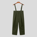 LinkMejor Men Solid Color Casual Overalls with Pockets, Loose Fit Workwear Jumpsuit With Adjustable Straps