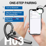 H03 bluetooth Earbuds Single Wireless Earphone Dual Mic Noise Cancelling 88H Playtime Power Digital Display Touch Control Voice Assistant Earhooks Wireless Headphones