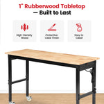 LinkMejor 60-In Adjustable Height Workbench Table Dual Pegboard 2000 Lbs Capacity Heavy-Duty Alloy Steel H-Frame ETL Power Strip Garage Work Table