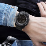 LinkMejor Men's Sports LED Luminous Digital Watch Multifunctional Waterproof Comfortable TPU Strap Electronic Watch