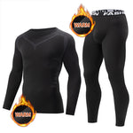 LinkMejor Men's Thermal Underwear Set, Long johns set, Compression Thermal Base Layer Set, Moisture Wicking & Breathable Basic Long Sleeve & Letter Belt Leggings Winter Thermal Wear, Men's Thermal Clothing