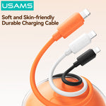 USAMS SJ788 U98 3A PD30W USB-C to iP Cable PD Fast Charging Data Transmission Thickened Copper Core Line 1M Long for iPhone 14 14 Pro 13 Pro Max 12