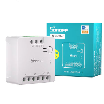LinkMejor MINI-D Dry WiFi Smart Switch with Matter Dry Contact Output AC/DC Input Compatible Alexa & Google Home for Garage Doors Boilers Low Power DC Motors/Solenoid Valves