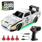 LinkMejor E90-E94 RTR 1/64 2.4G 4WD Mini Drift RC Car Desktop Race LED Light Two Speed Full Scale Remote Control High Speed On-Road Racing Miniature Vehicle Model Boys Gifts Toys