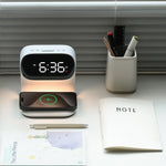 Portable Bedroom Touch Control Bedside Table Lamp Dimmable Digital Alarm Clock Wireless Charging Station for Bedroom, Bedside Office