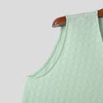 LinkMejor Mens Solid Textured V-Neck Sleeveless Tank Top Comfortable Cool Vest Top