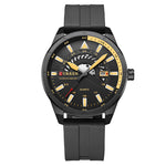 LinkMejor Men's Business Watch Quartz Wrist Watch with Calendar Alloy Case, Round Dial, Electronic Drive, Silicone Strap 3ATM Sports Watch