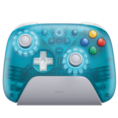 [N64 30th Collection] 8BitDo Ultimate 2 Wireless Controller with TMR Joystick and Hall Trigger Anti Drift 1000Hz Polling Rate RGB Lighting Wired Gamepad with Charging Dock for Windows PC IOS Steam Android Clear Blue