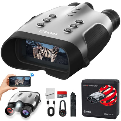 LinkMejor CNVPRO Night Vision Binoculars 4K Video 52MP Photos 8X Zoom WiFi Streaming Infrared Vision 5100mAh Battery IP54 Waterproof Outdoor Camping Hunting