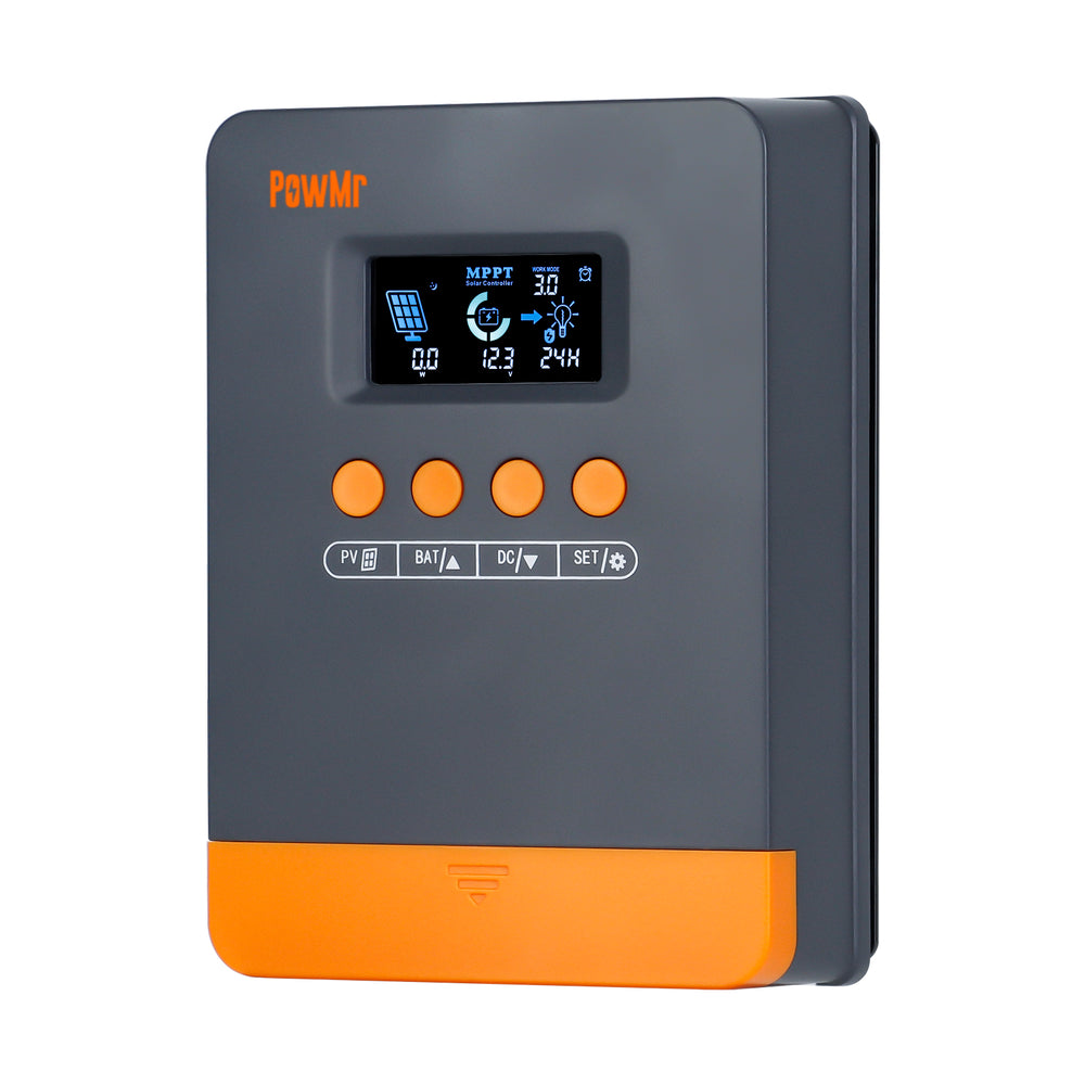PowMr 25A 35A 45A MPPT Solar Charge Controller Blacklight LCD Regulator Max 100VDC Soalr Panel Support 12V 24V Lithium Battery