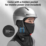 WEST BIKING 65° Electric Heating Cycling Headcover 3 Gears Heated Soft Comfy Windproof Warm Headwear for Riding Skiing Helmet (No Power Bank)