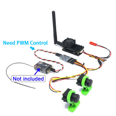 LinkMejor 5.8GHz 2W FPV VTX Transmitter 40CH with 3-Channel Video Switch 1000TVL HD CMOS Camera – 2.8mm 120° FOV Audio PAL/NTSC 5-17V for RC Drone
