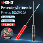 LinkMejor PT2003 2pcs Multimeter Test Lead Extention Piercing Needle Tip Probe 1000V 10A Red/Black Insulation Piercing Pins Tools