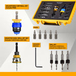 Adjustable Depth Countersink Drill Bit Set with 5 Tungsten Carbide Drill Bits Hex Shank Professional Woodworking Tools Toolbox Packed for Precise Drilling