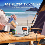 Portable AM FM SW Radio LCD Display DSP Technology 3W Speaker 60 Station Memory Alarm Clock Battery USB Powered