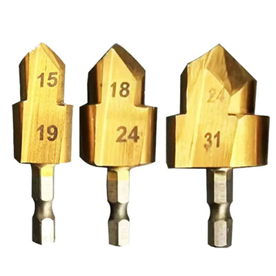 3PCS 6.35mm 1/4"  Hex Shank 3 Flutes High-Speed Steel Countersink Drill Bit #20 #25 #32 Diameter for Wood / Metal / Plastic