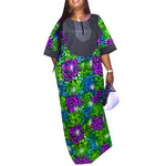 LinkMejor Womens Elegant Half Sleeve Noble Crew Neck Printed Maxi Dresses (Plus Size)