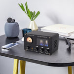 LinkMejor SA-1000 6H3N Tube Preamplifier HiFi 4 Input 2 Output VU Meter Headphone Amplifier Audiophile Sound Quality Aluminum Body Home Theater Audio Amp