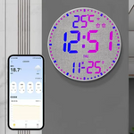 Tuya APP Smart Wifi Wall Clock RGB Calendar Clock Living Room Digital Wall Clock App Intelligent Control Colorful LED Wall Calendar Clock Date Temperature Display
