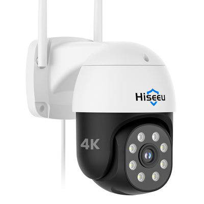 Hiseeu WHD308B 4K 8MP PTZ Camera Night Vision Motion Sensor Light and Sound Alarm IP66 Waterproof Two Way Audio Dual Band WiFi Outdoor Home Security Camera